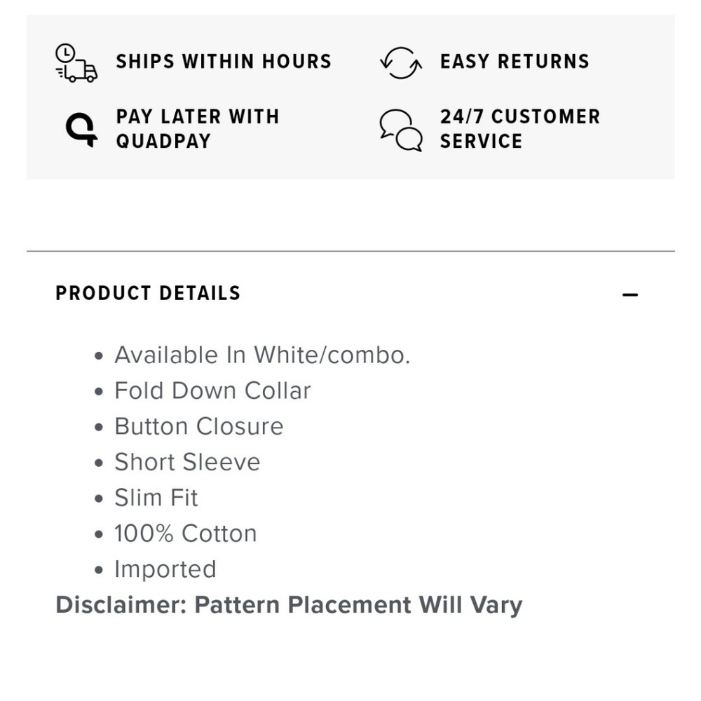 California Short Sleeve Woven Top White/Combo - Picture 5 of 5